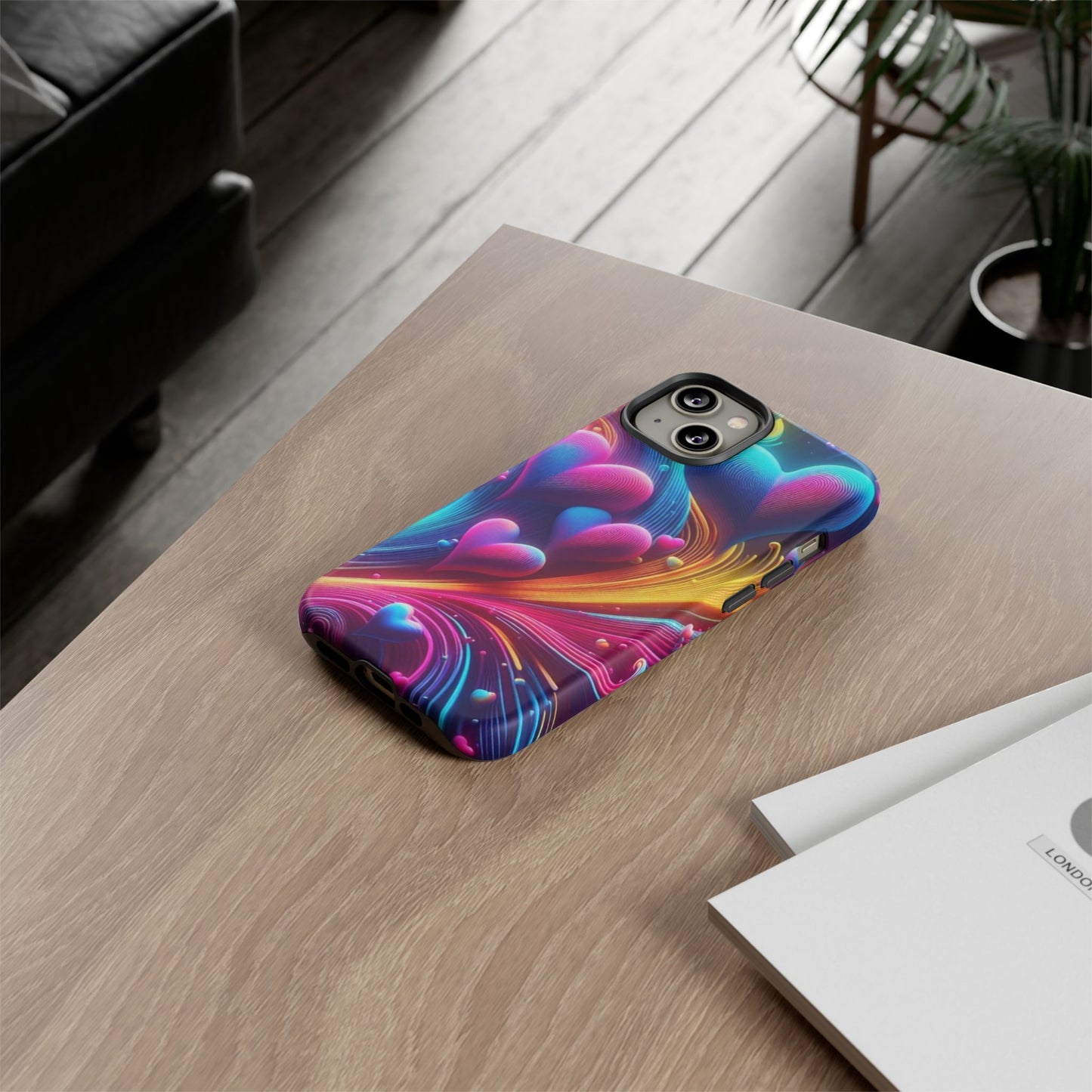 Phone Case - Floating Neon Hearts