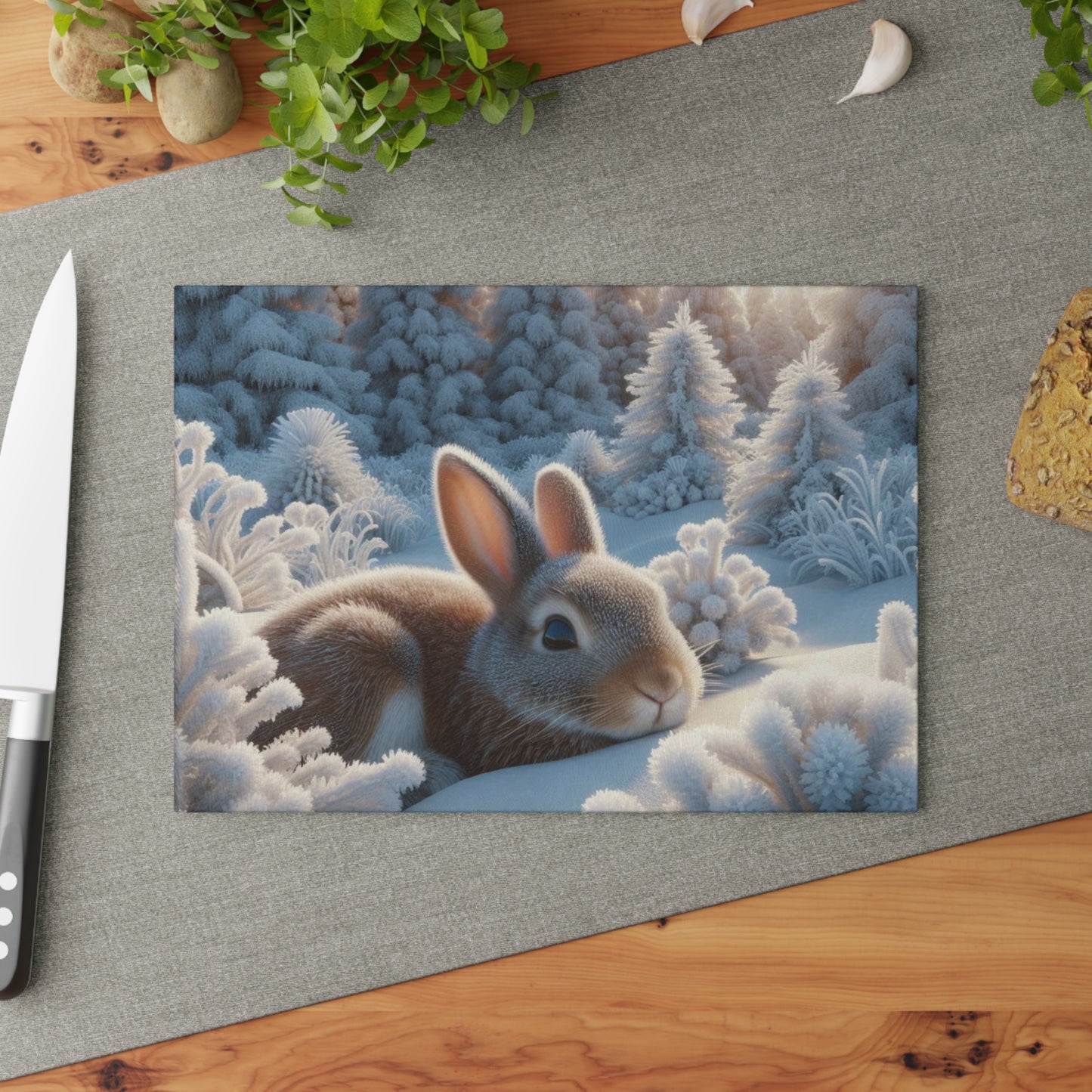 Glass Cutting Board - cottontail rabbit