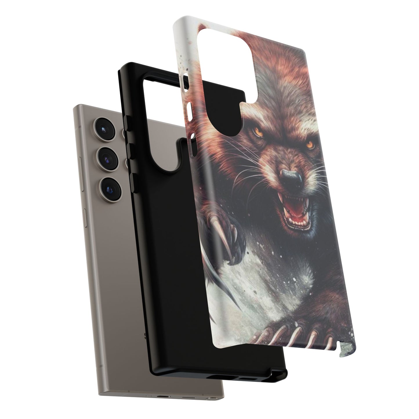 Wolverine snarling with claws out on a phone case.