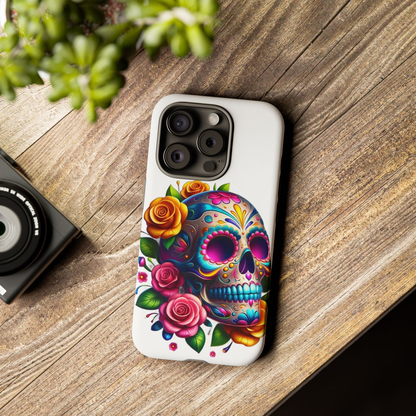 Phone Cases - Sugar Skull with Flowers Design