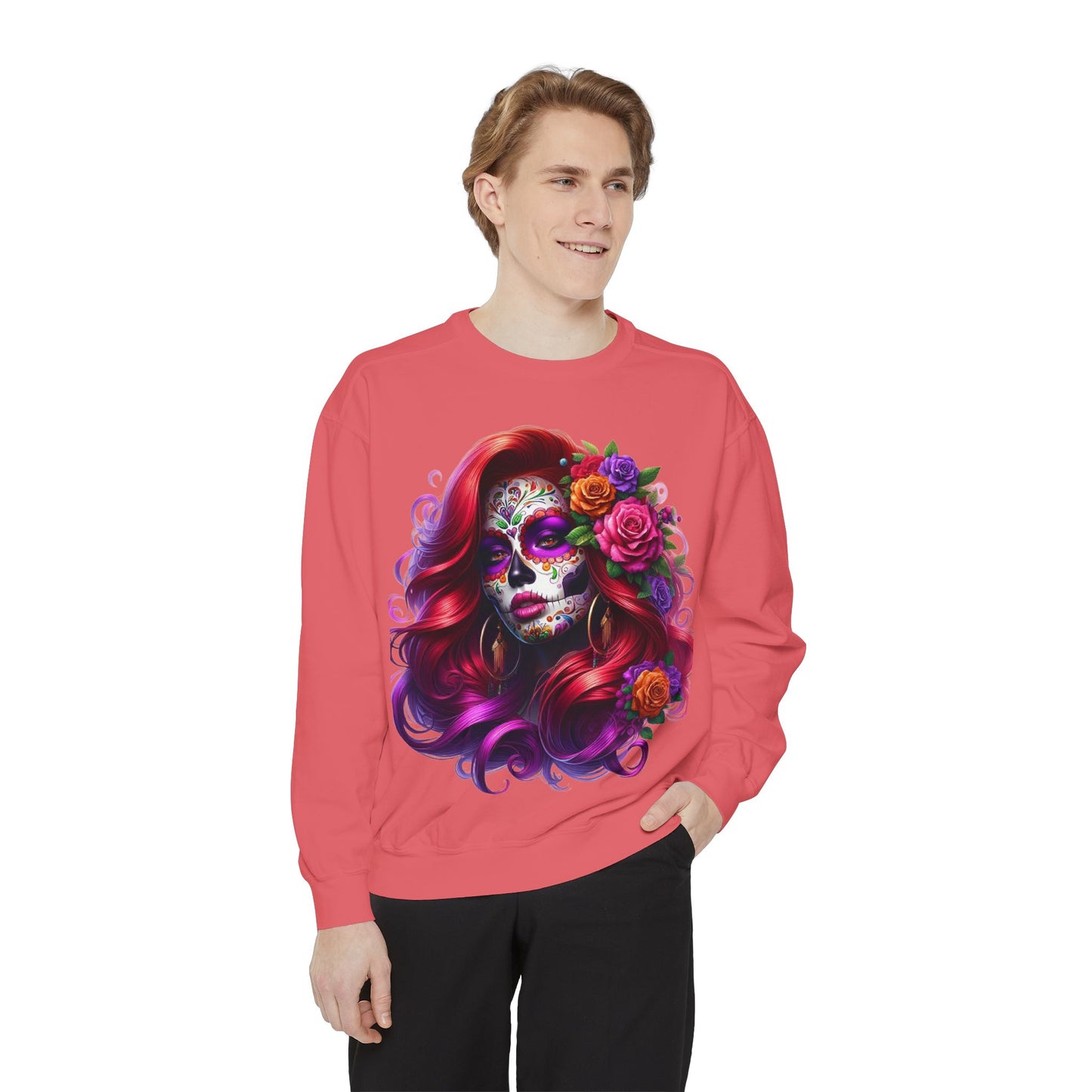 Sugar Skull Lady Thinking Sweatshirt