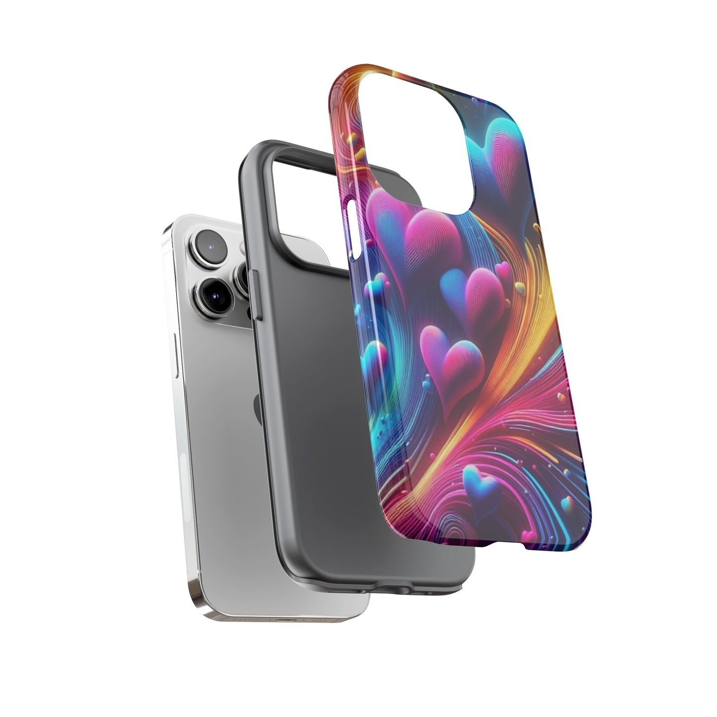 Phone Case - Floating Neon Hearts