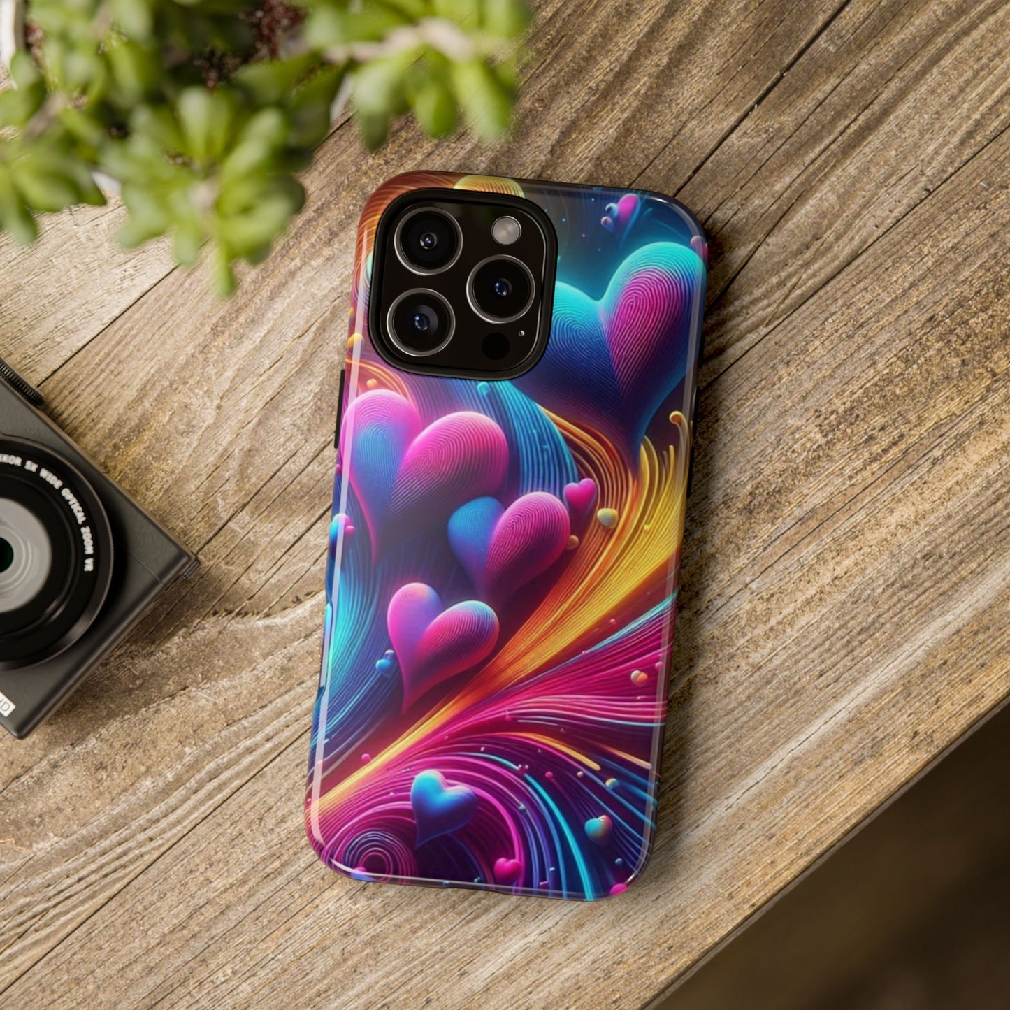 Phone Case - Floating Neon Hearts