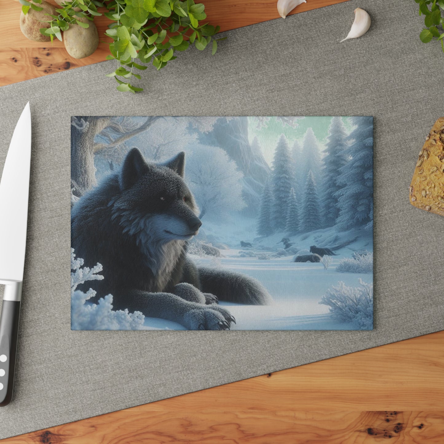 Glass Cutting Board - wolf