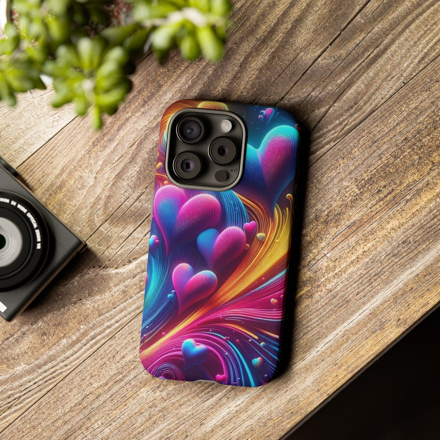 Phone Case - Floating Neon Hearts