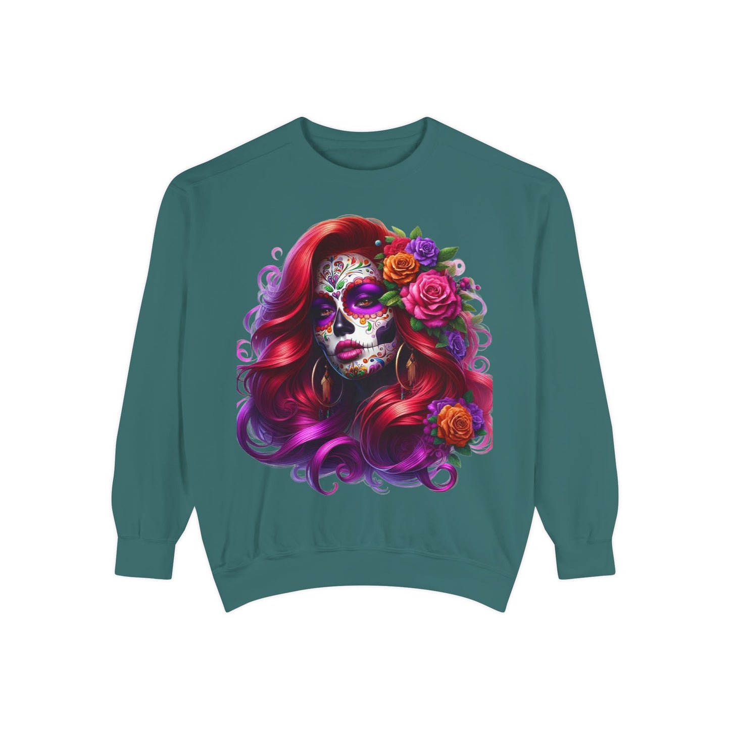Sugar Skull Lady Thinking Sweatshirt