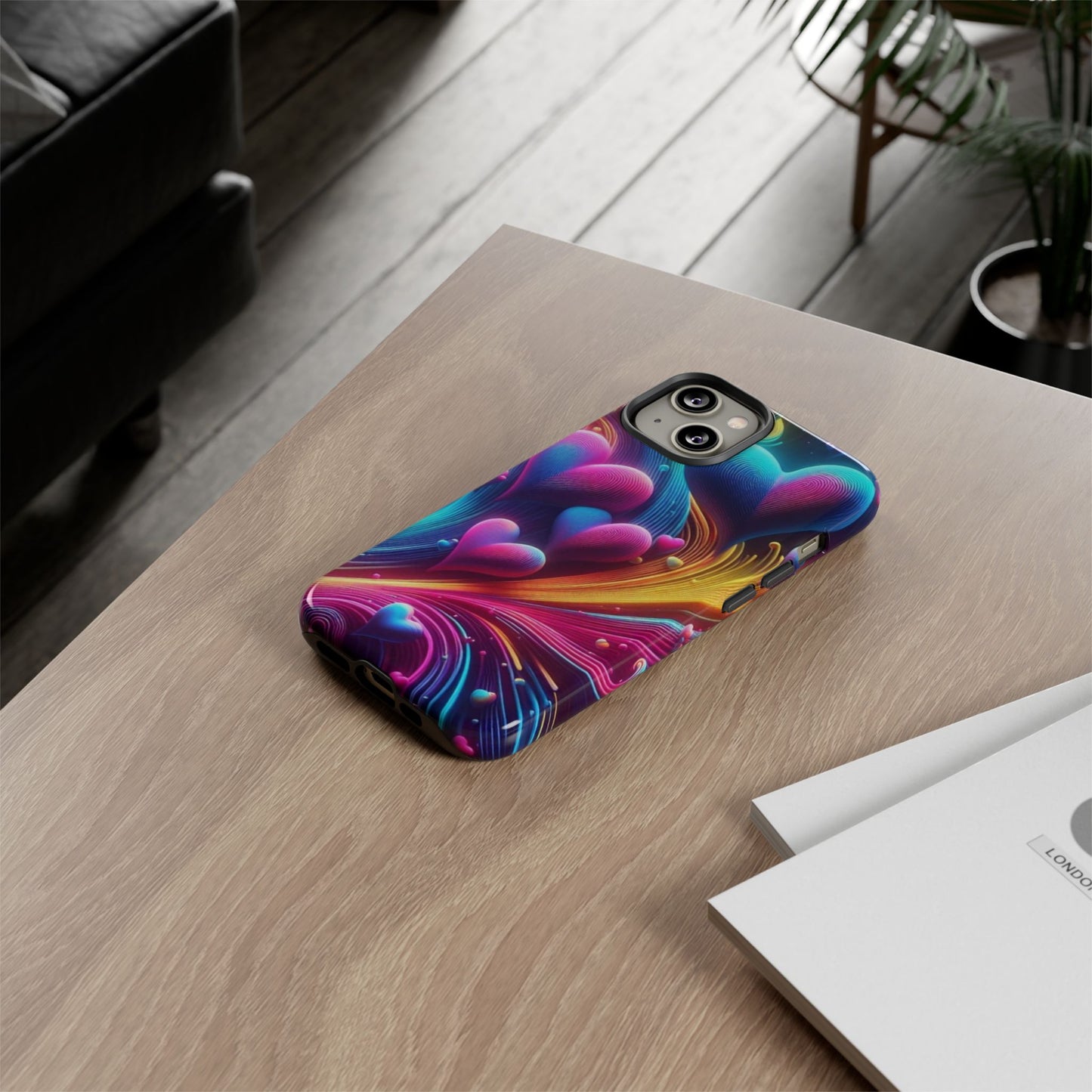 Phone Case - Floating Neon Hearts
