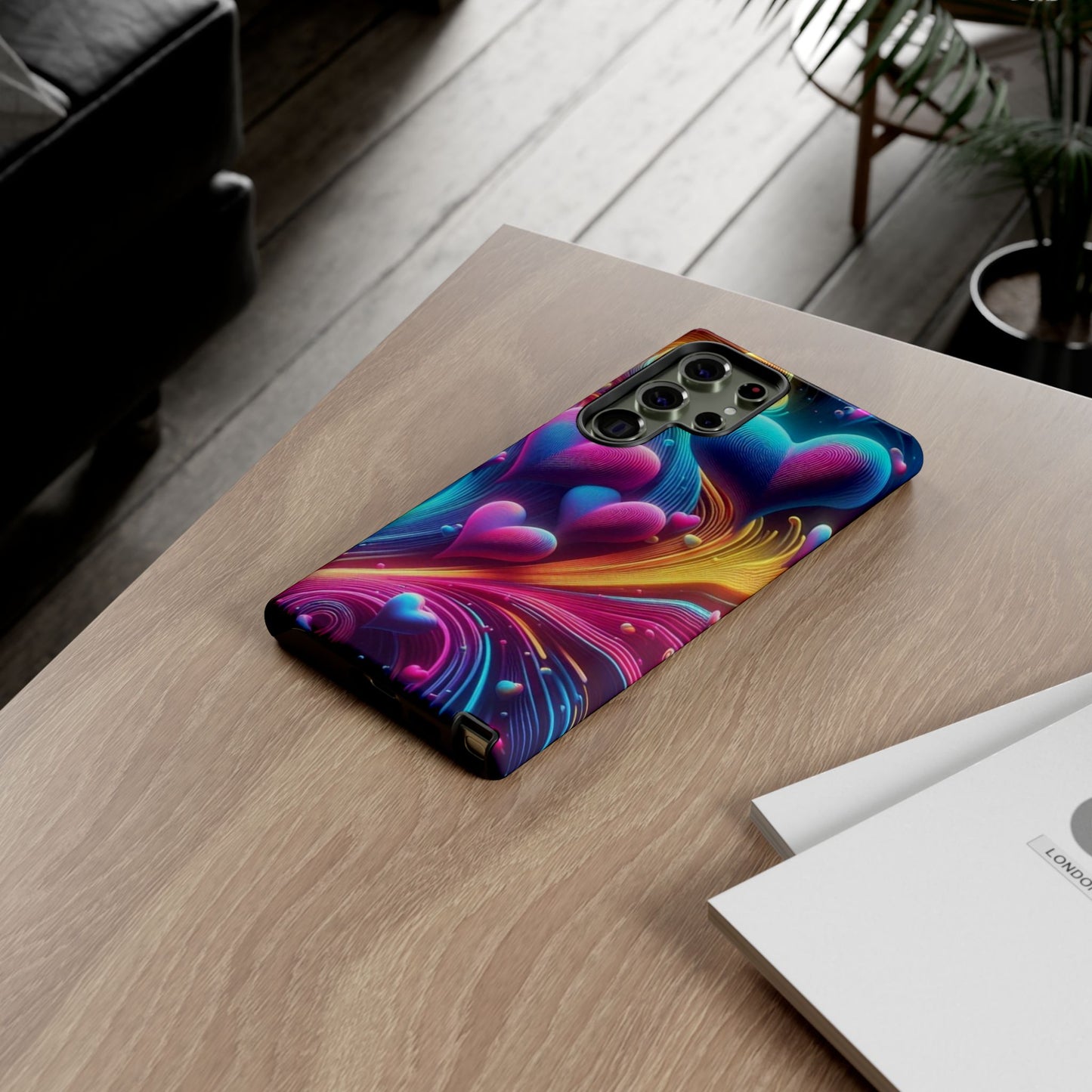 Phone Case - Floating Neon Hearts
