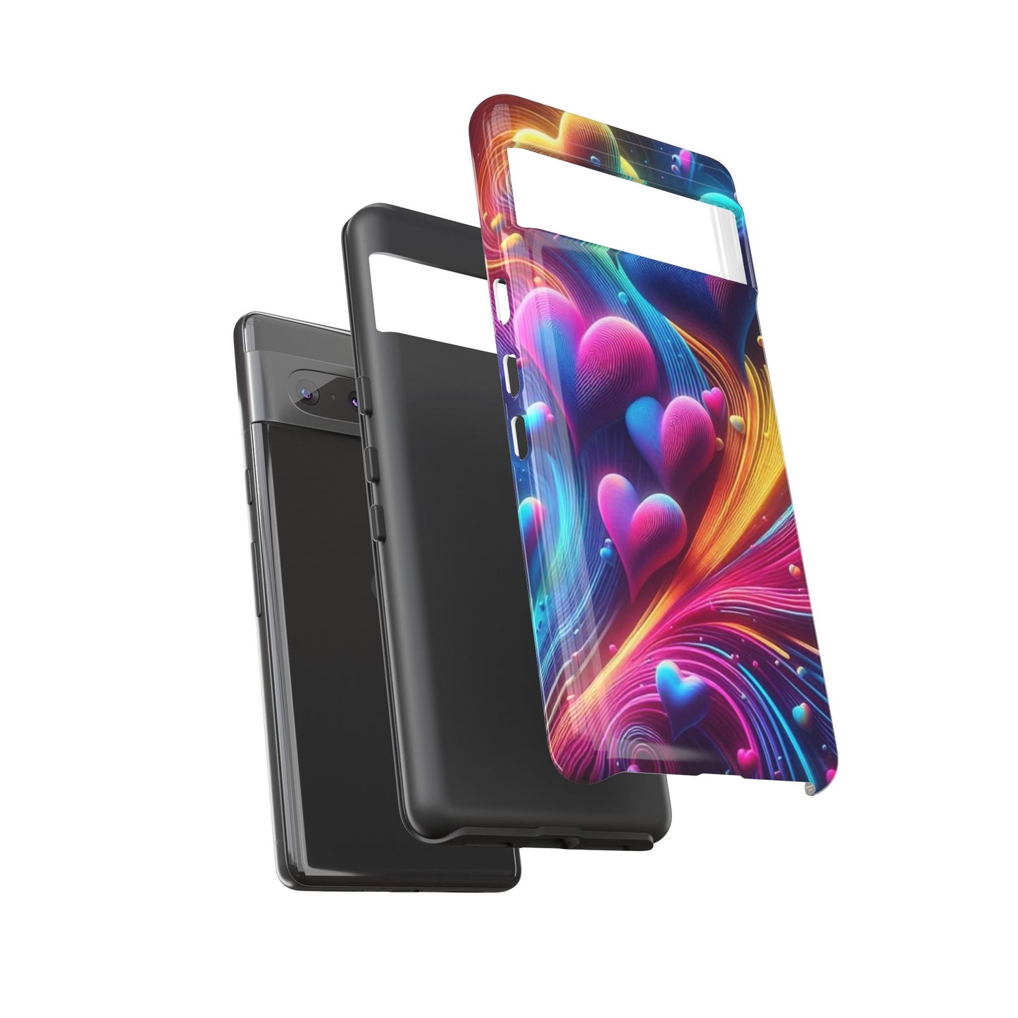 Phone Case - Floating Neon Hearts