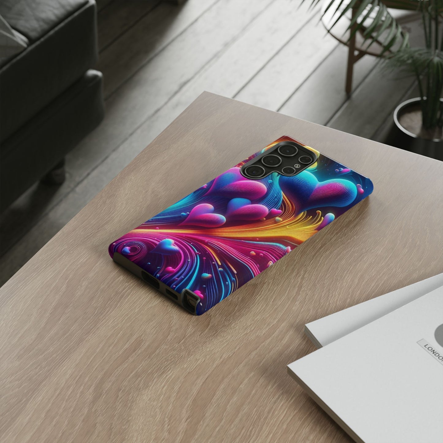 Phone Case - Floating Neon Hearts