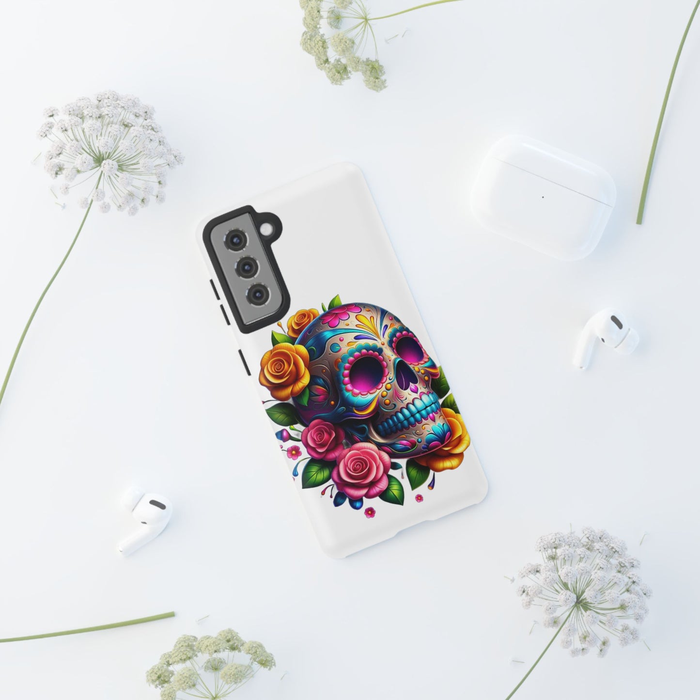 Phone Cases - Sugar Skull with Flowers Design