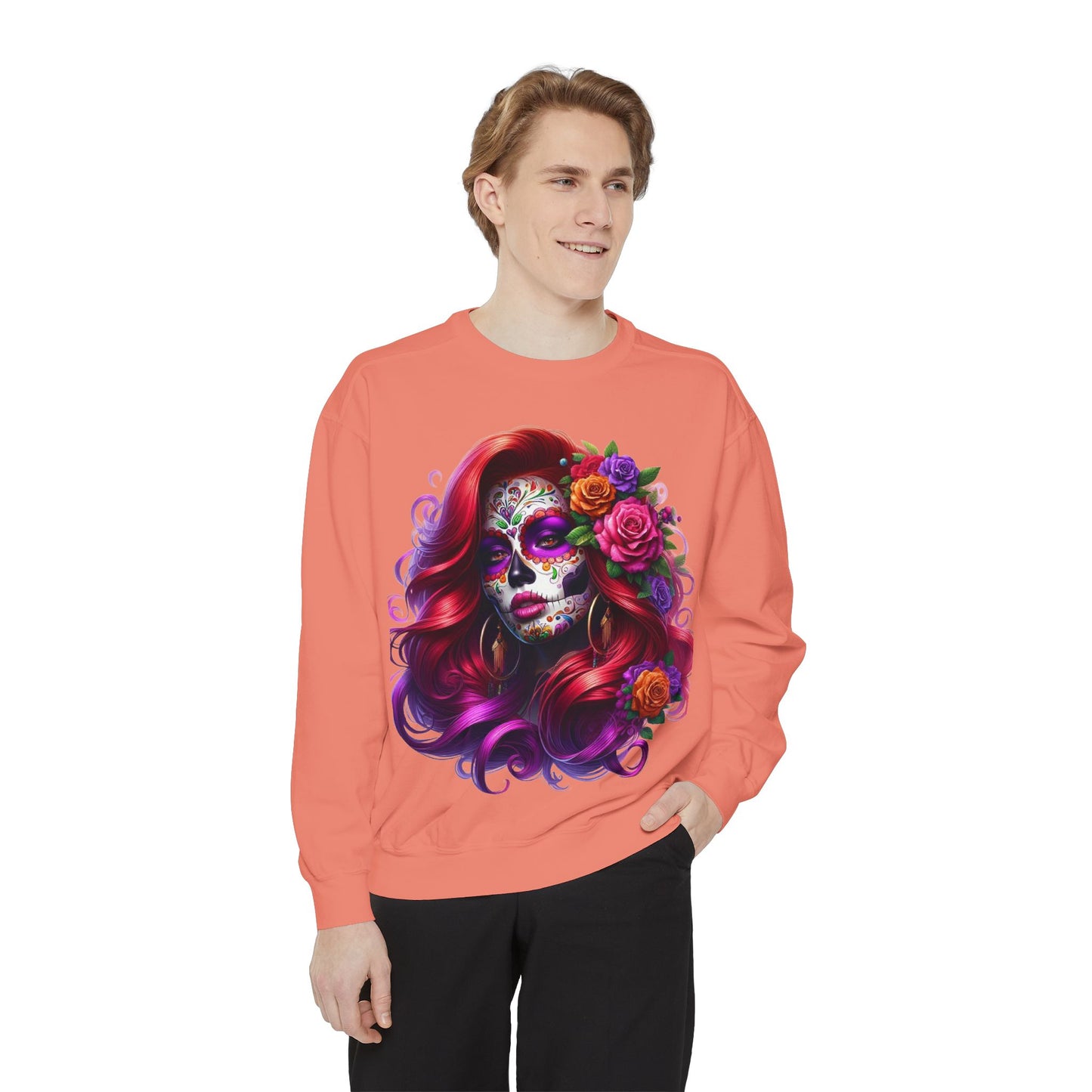 Sugar Skull Lady Thinking Sweatshirt