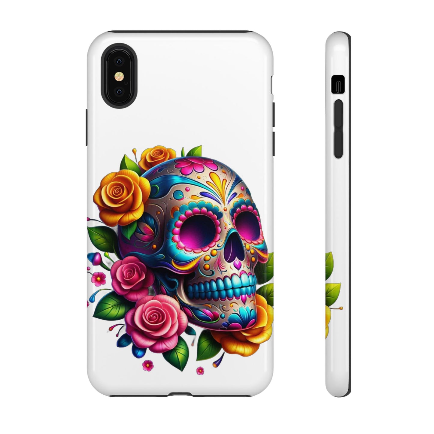 Phone Cases - Sugar Skull with Flowers Design
