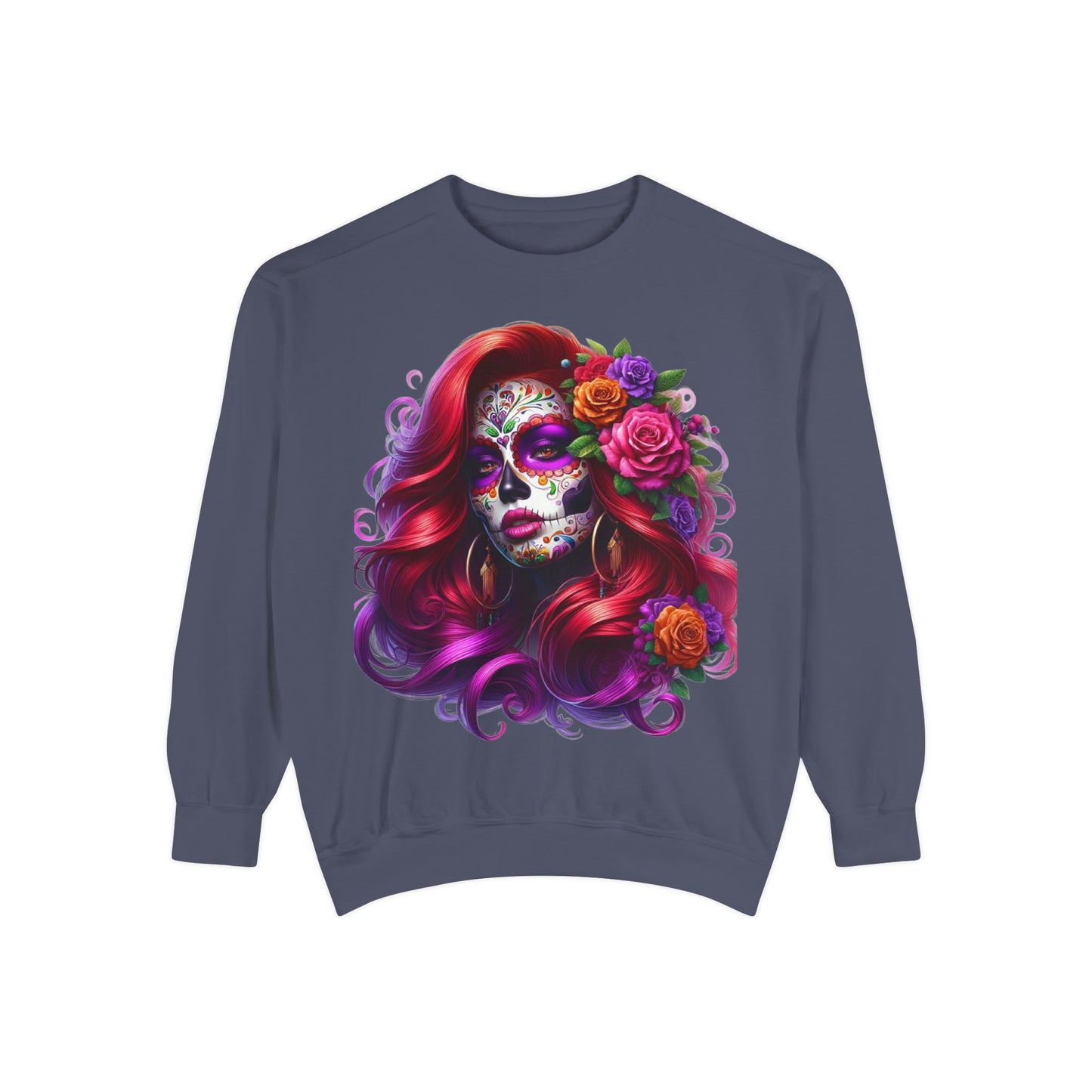 Sugar Skull Lady Thinking Sweatshirt