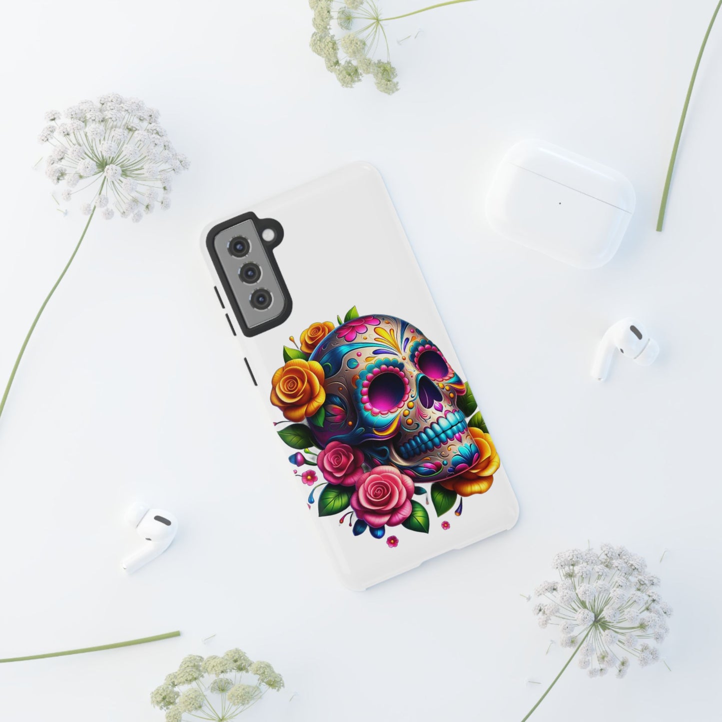 Phone Cases - Sugar Skull with Flowers Design
