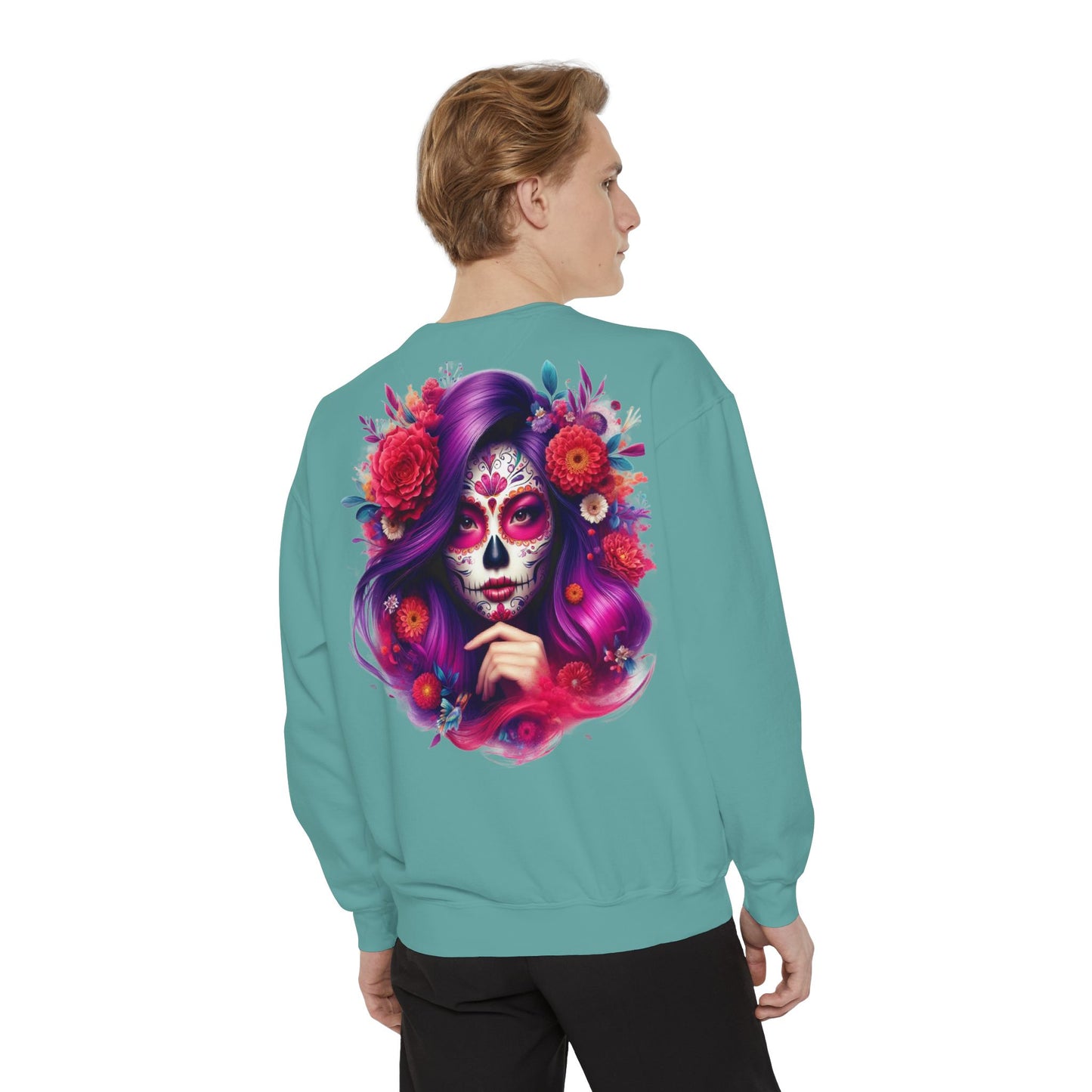 Sugar Skull Lady Thinking Sweatshirt