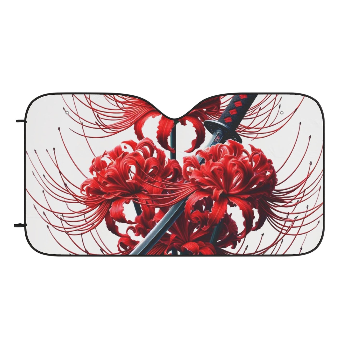 Car Sun Shades - Japanese Red Spider Lily Sword Design