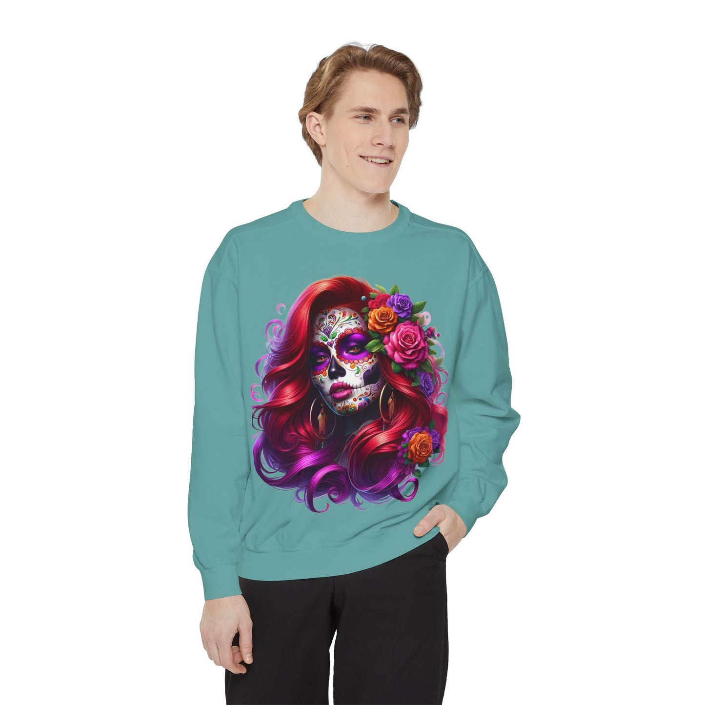 Sugar Skull Lady Thinking Sweatshirt