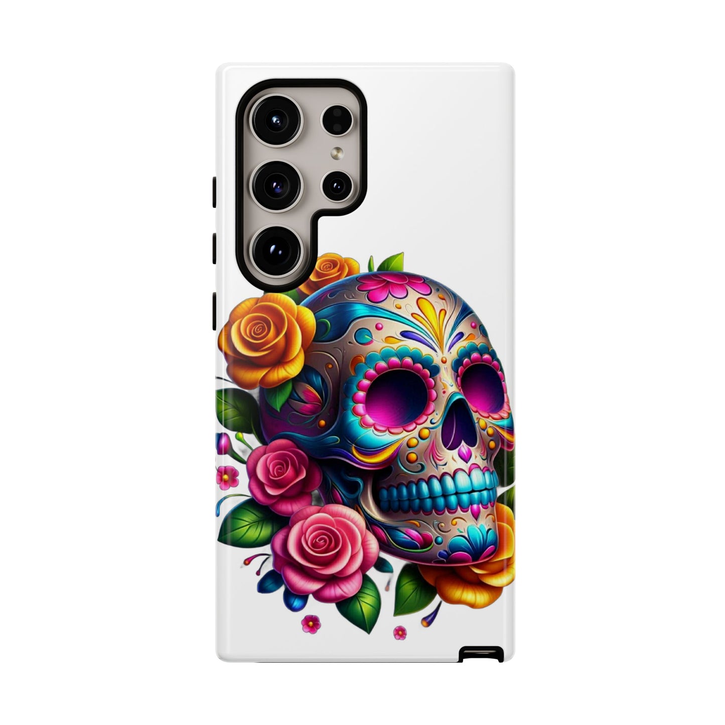 Phone Cases - Sugar Skull with Flowers Design