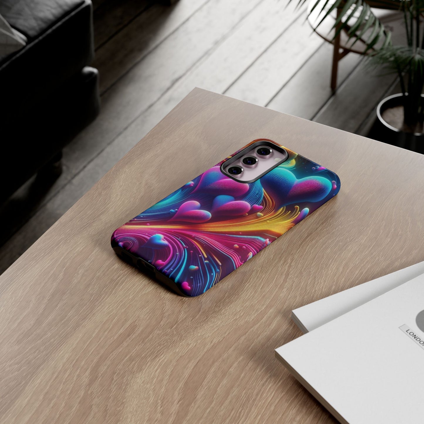 Phone Case - Floating Neon Hearts