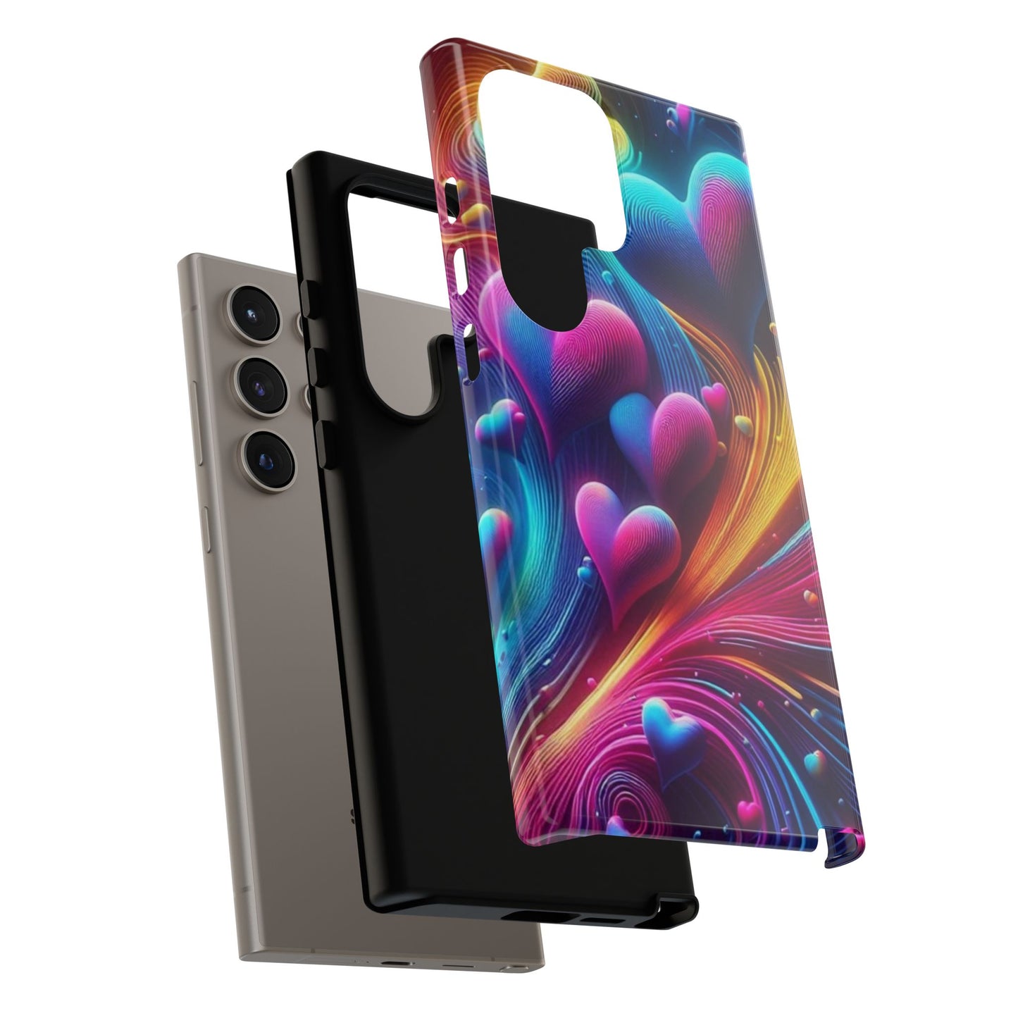 Phone Case - Floating Neon Hearts