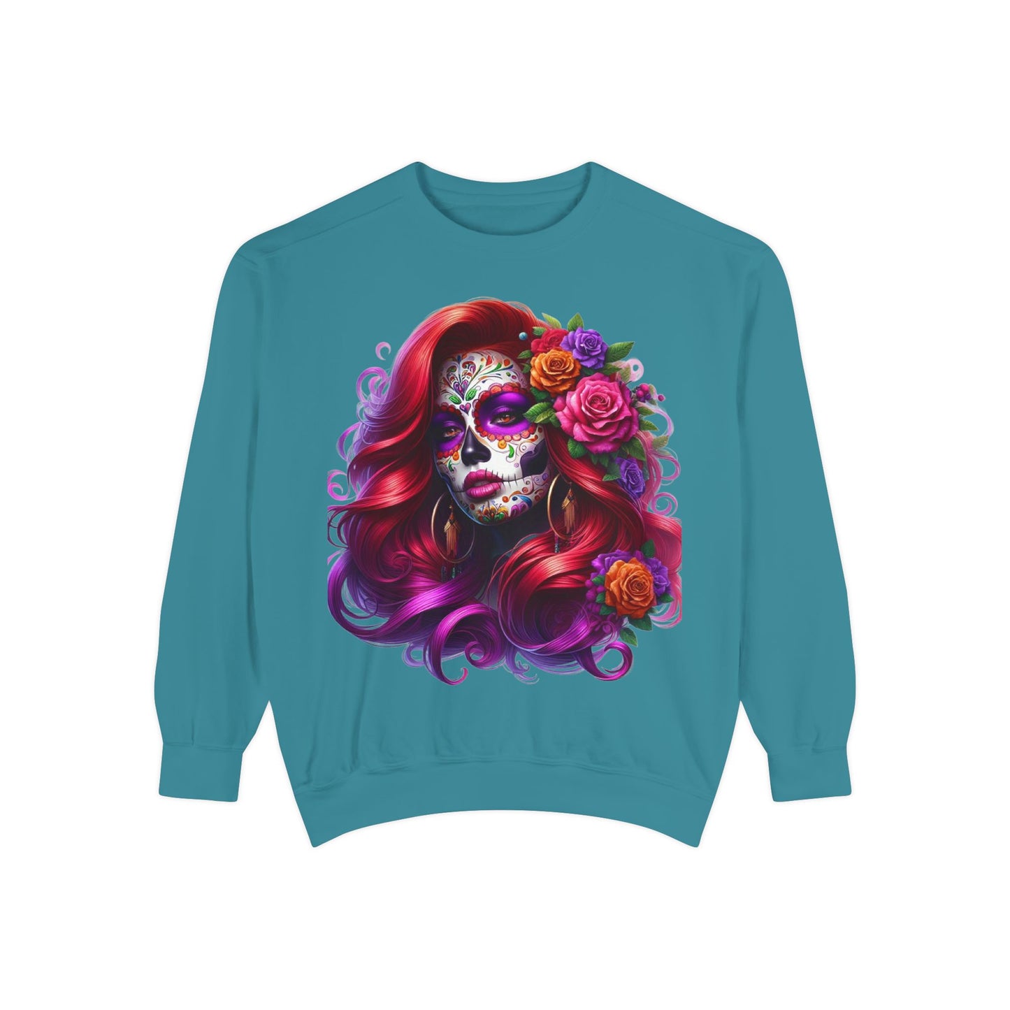 Sugar Skull Lady Thinking Sweatshirt