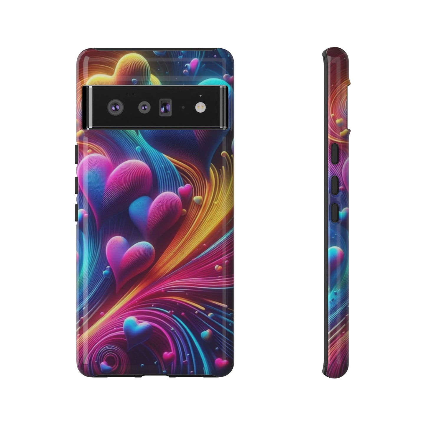Phone Case - Floating Neon Hearts