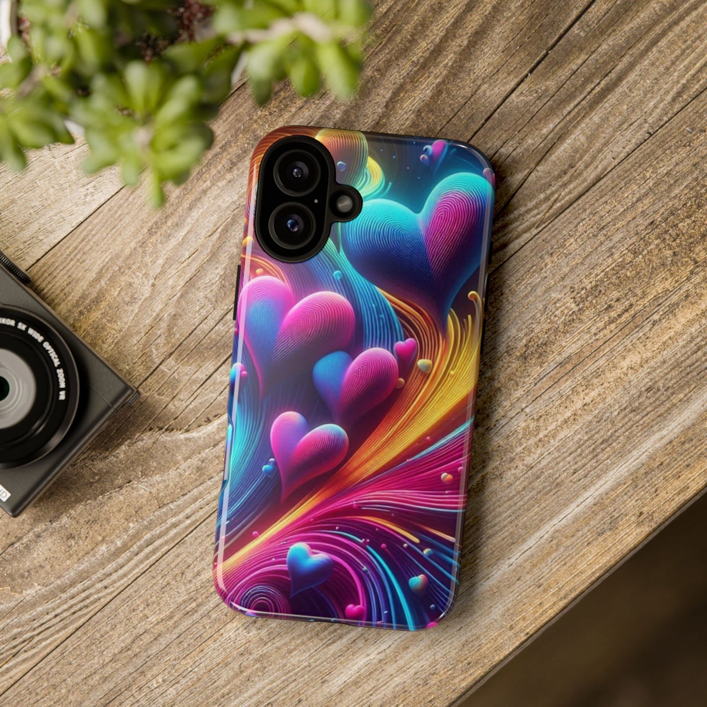 Phone Case - Floating Neon Hearts