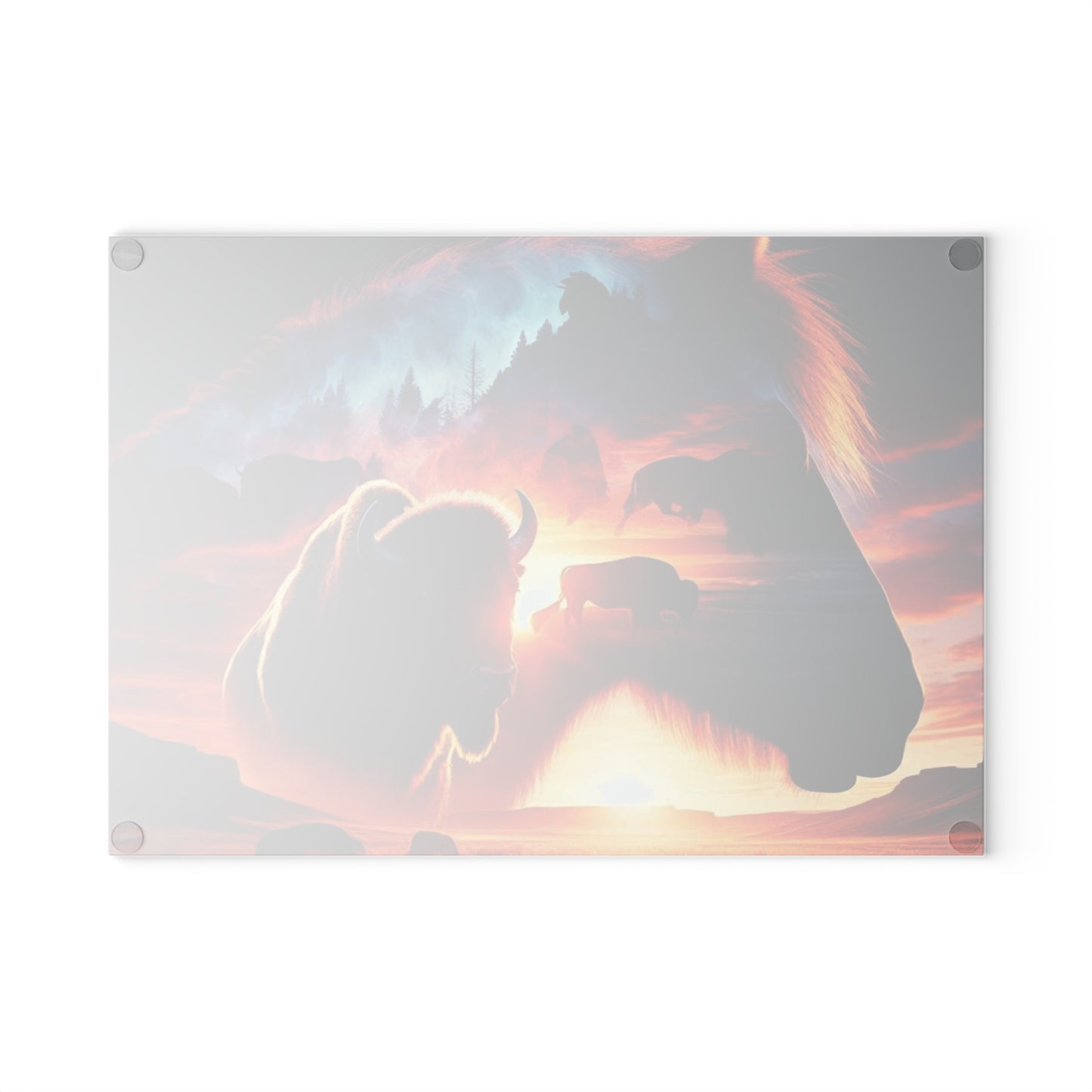 Glass Cutting Board - Horse and Bison