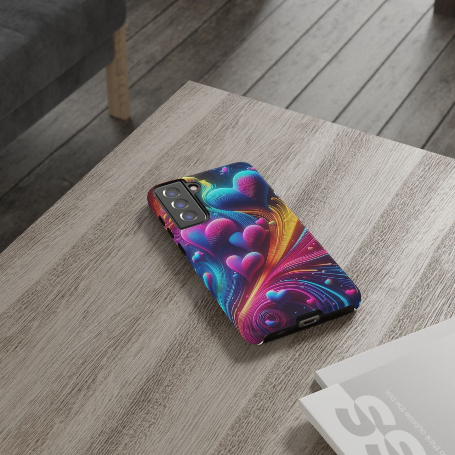 Phone Case - Floating Neon Hearts