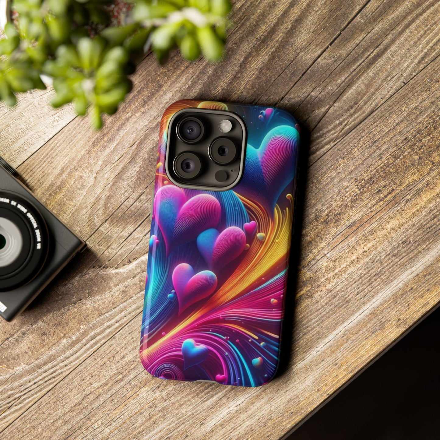 Phone Case - Floating Neon Hearts
