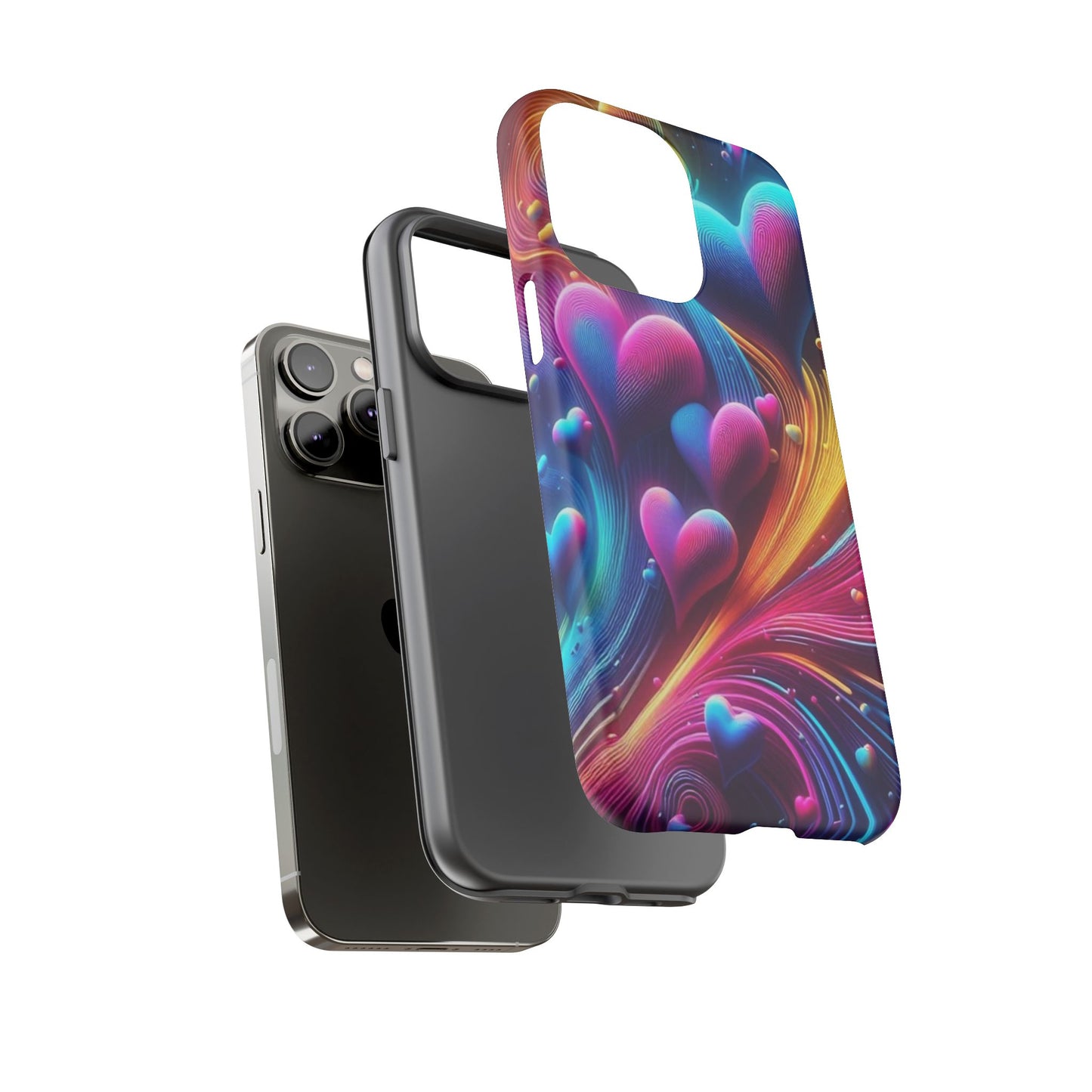 Phone Case - Floating Neon Hearts