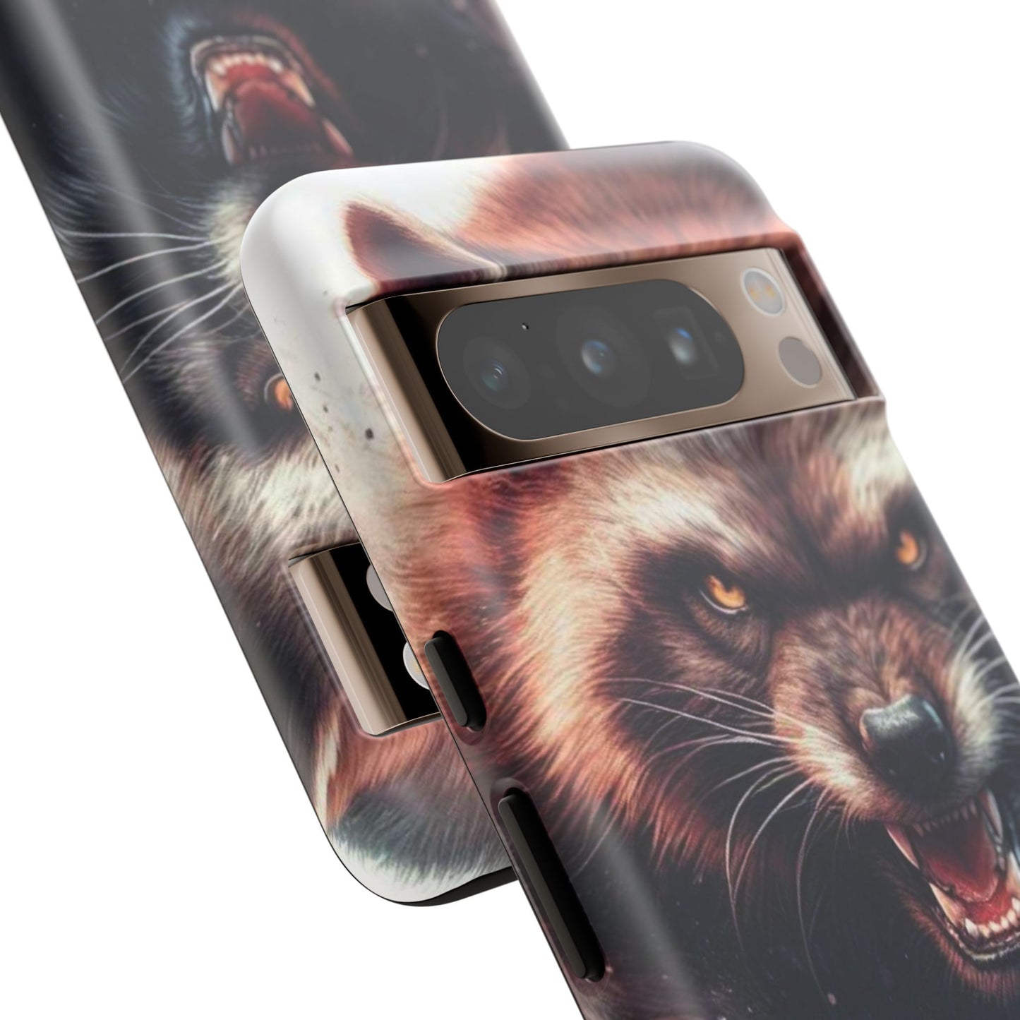 Wolverine snarling with claws out on a phone case.
