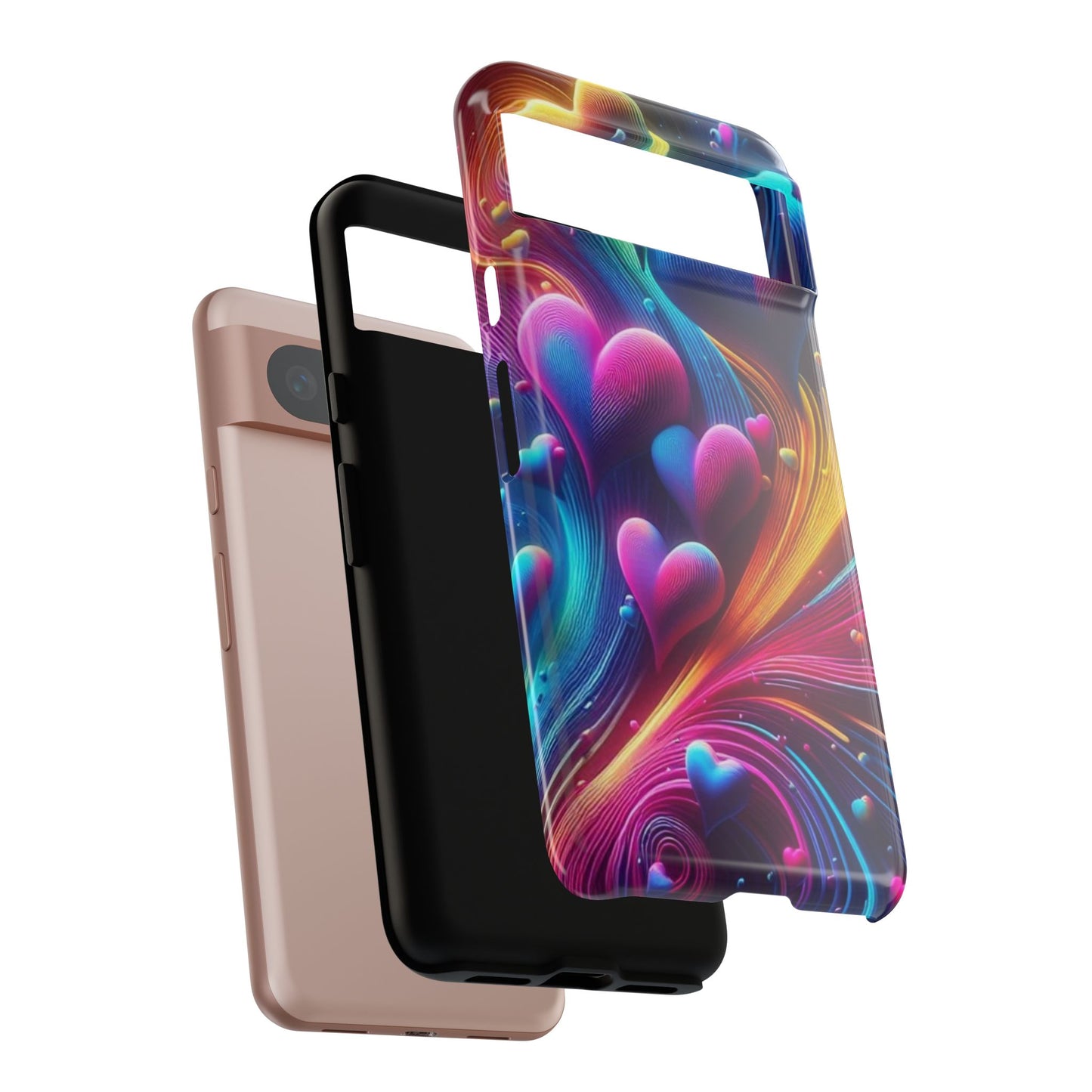 Phone Case - Floating Neon Hearts