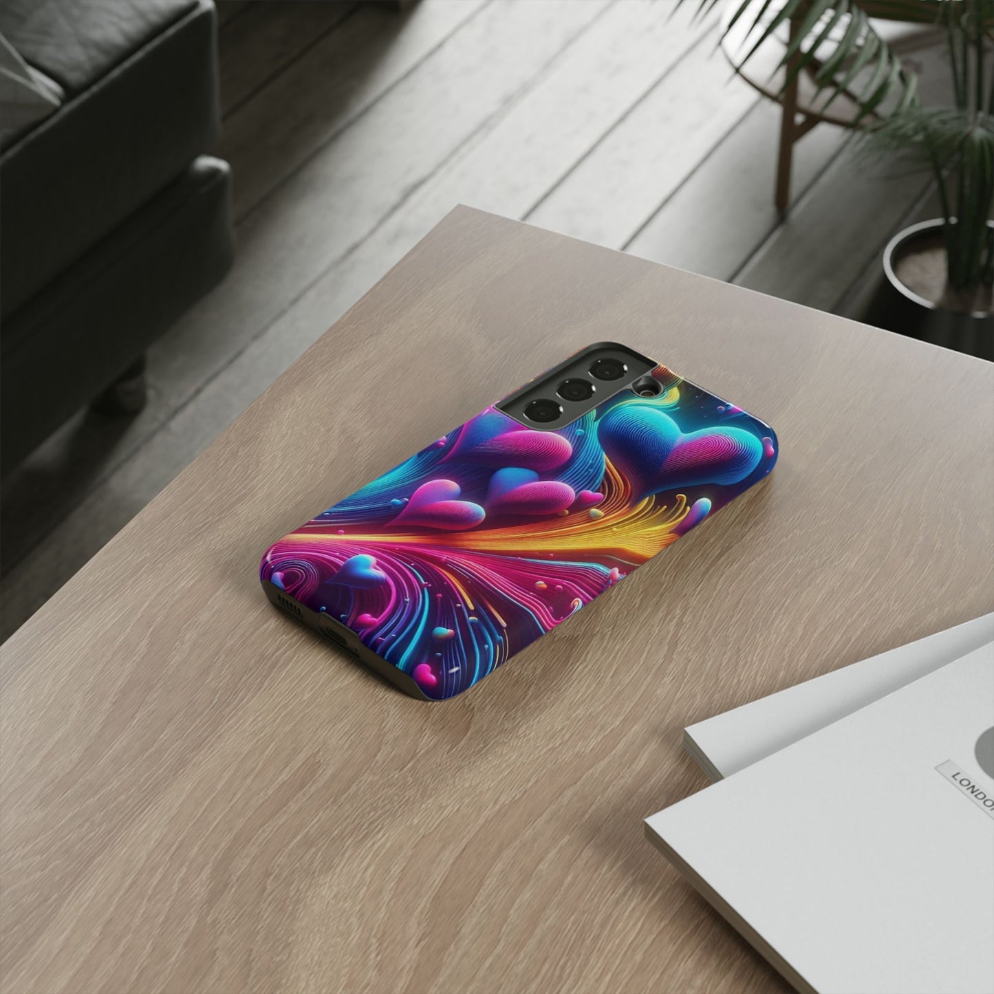 Phone Case - Floating Neon Hearts