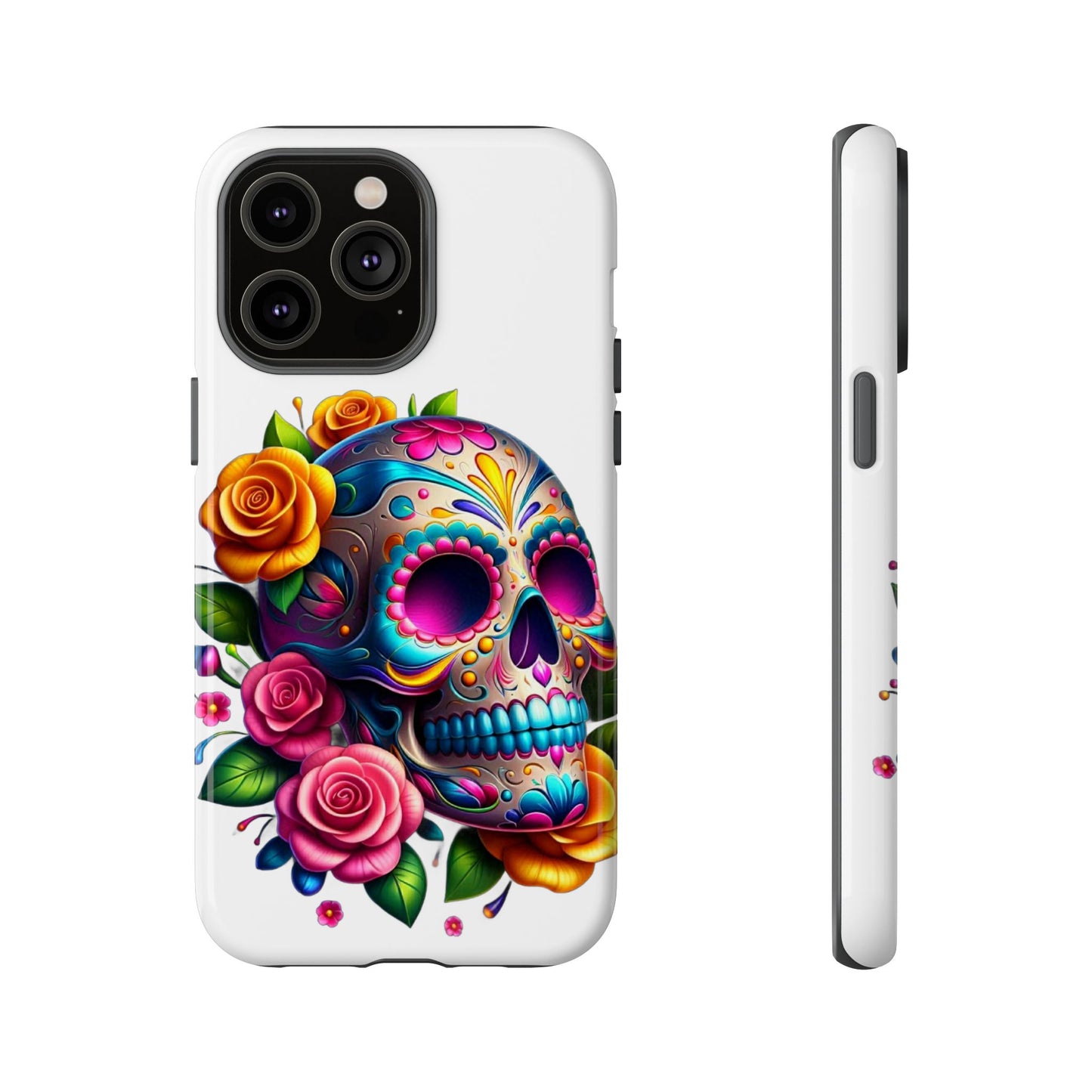 Phone Cases - Sugar Skull with Flowers Design