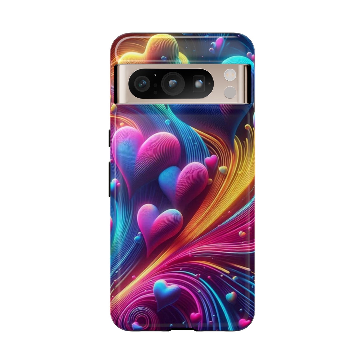 Phone Case - Floating Neon Hearts