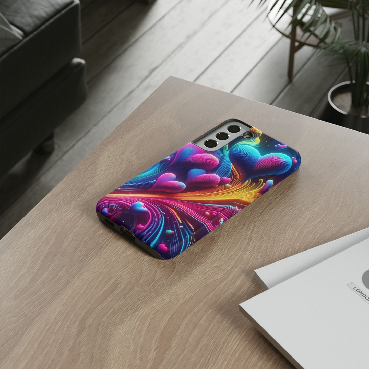 Phone Case - Floating Neon Hearts