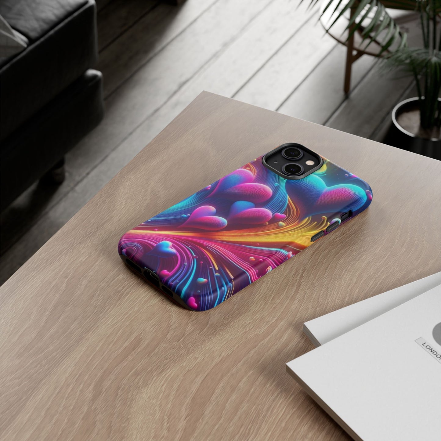 Phone Case - Floating Neon Hearts