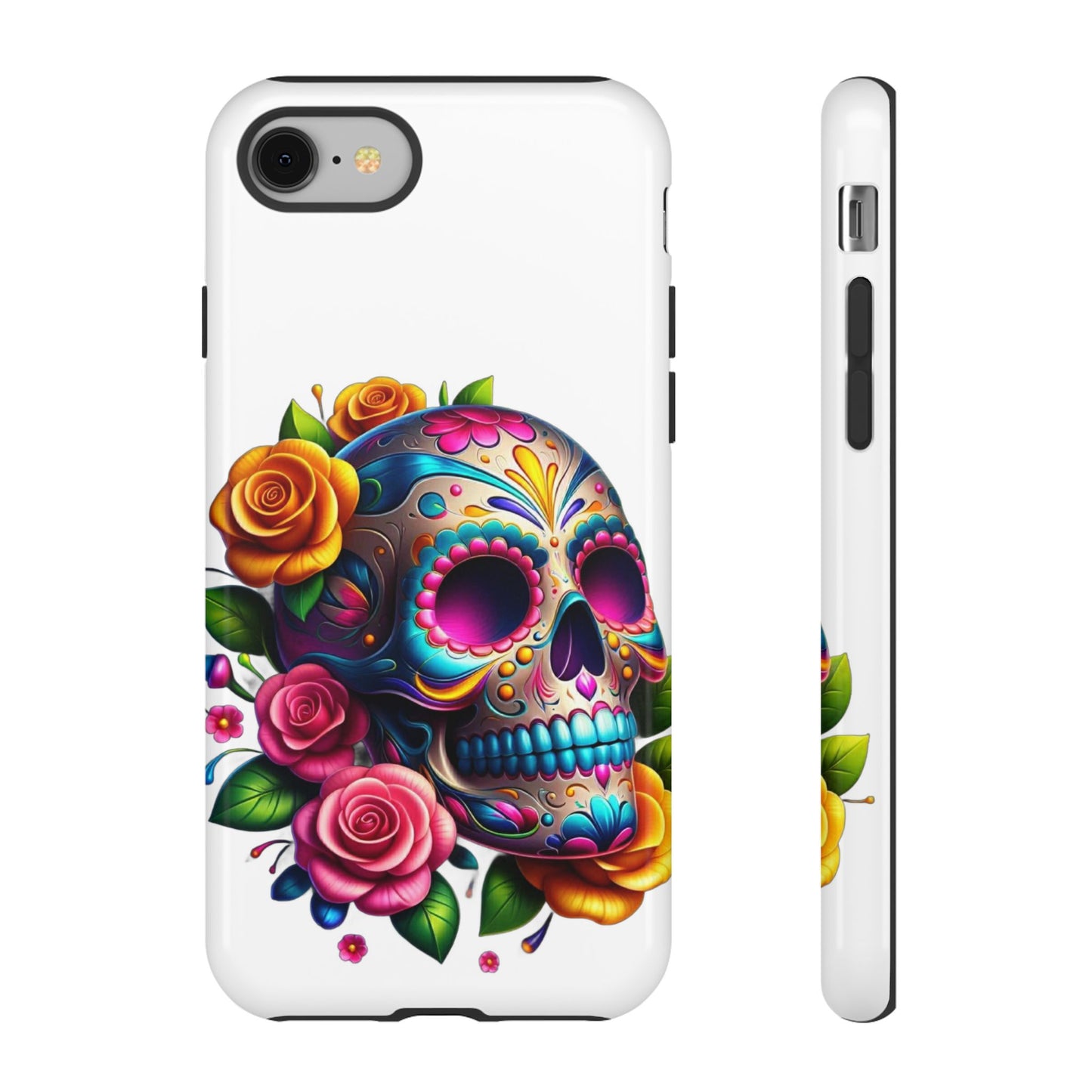 Phone Cases - Sugar Skull with Flowers Design