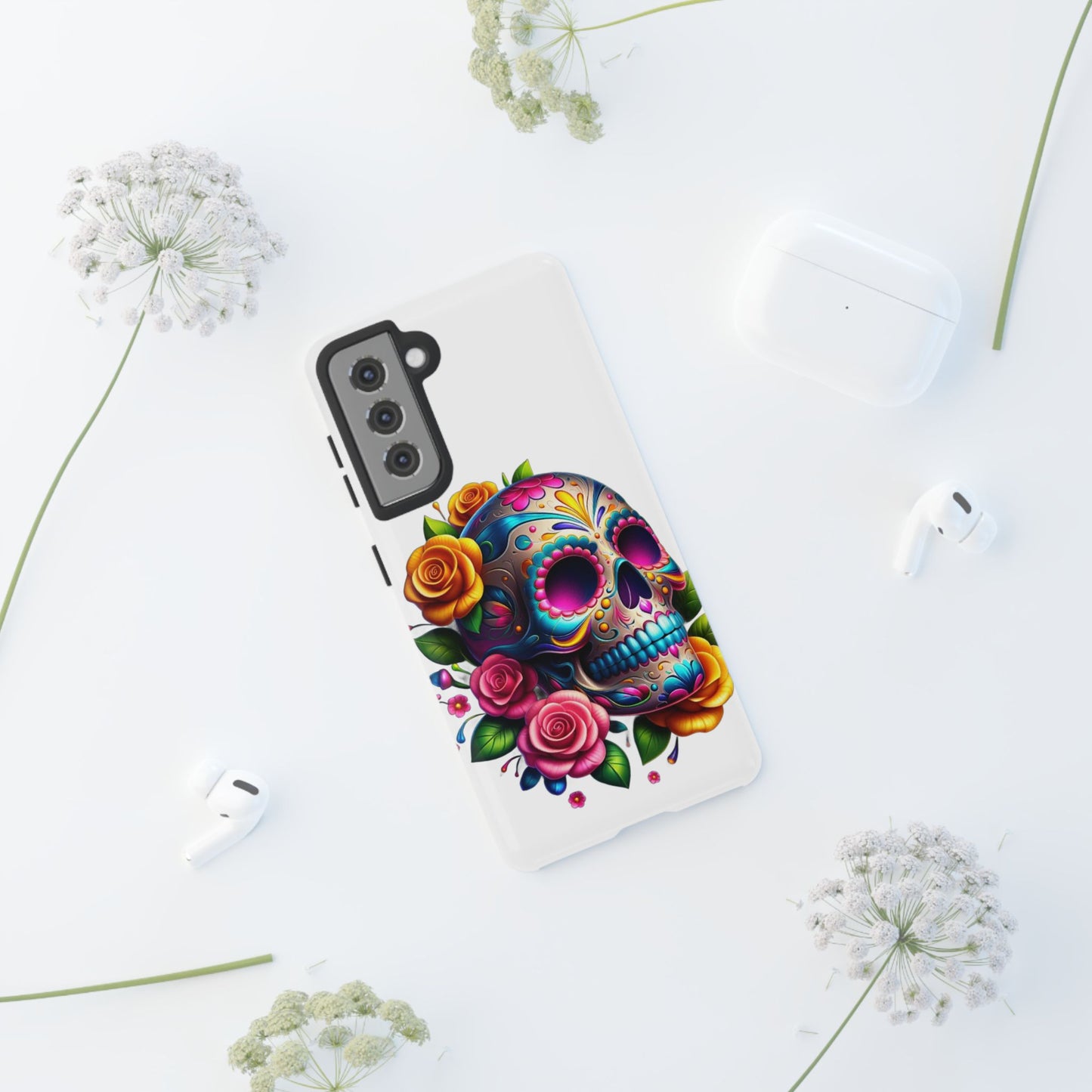 Phone Cases - Sugar Skull with Flowers Design