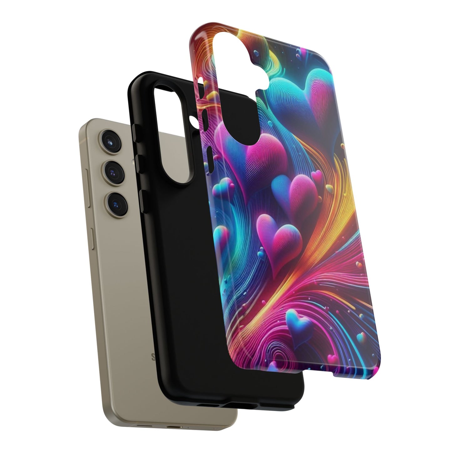 Phone Case - Floating Neon Hearts