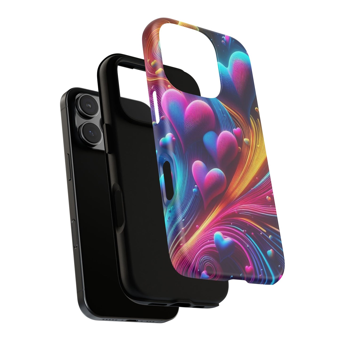 Phone Case - Floating Neon Hearts