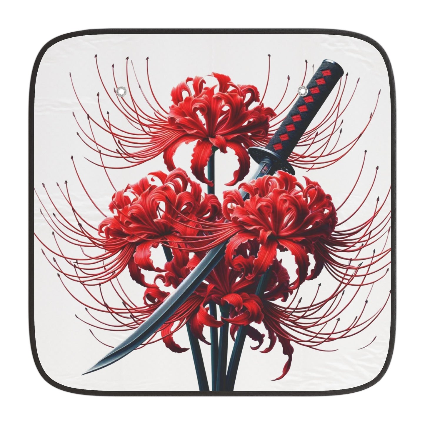 Car Sun Shades - Japanese Red Spider Lily Sword Design
