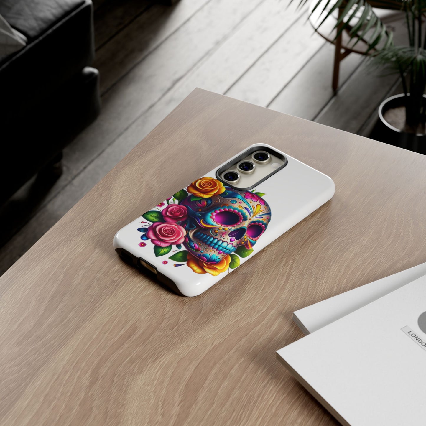 Phone Cases - Sugar Skull with Flowers Design