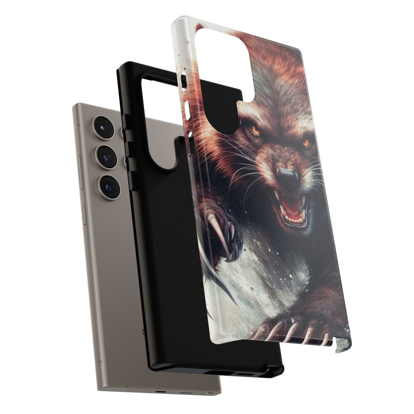 Wolverine snarling with claws out on a phone case.