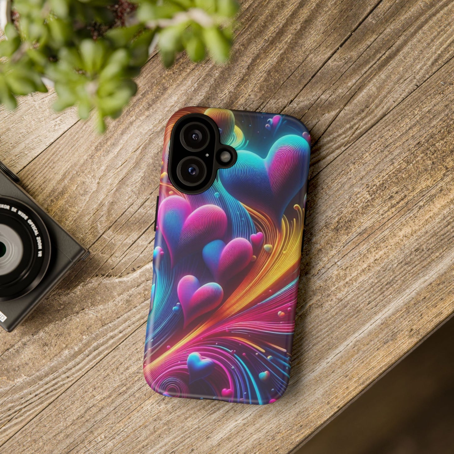 Phone Case - Floating Neon Hearts