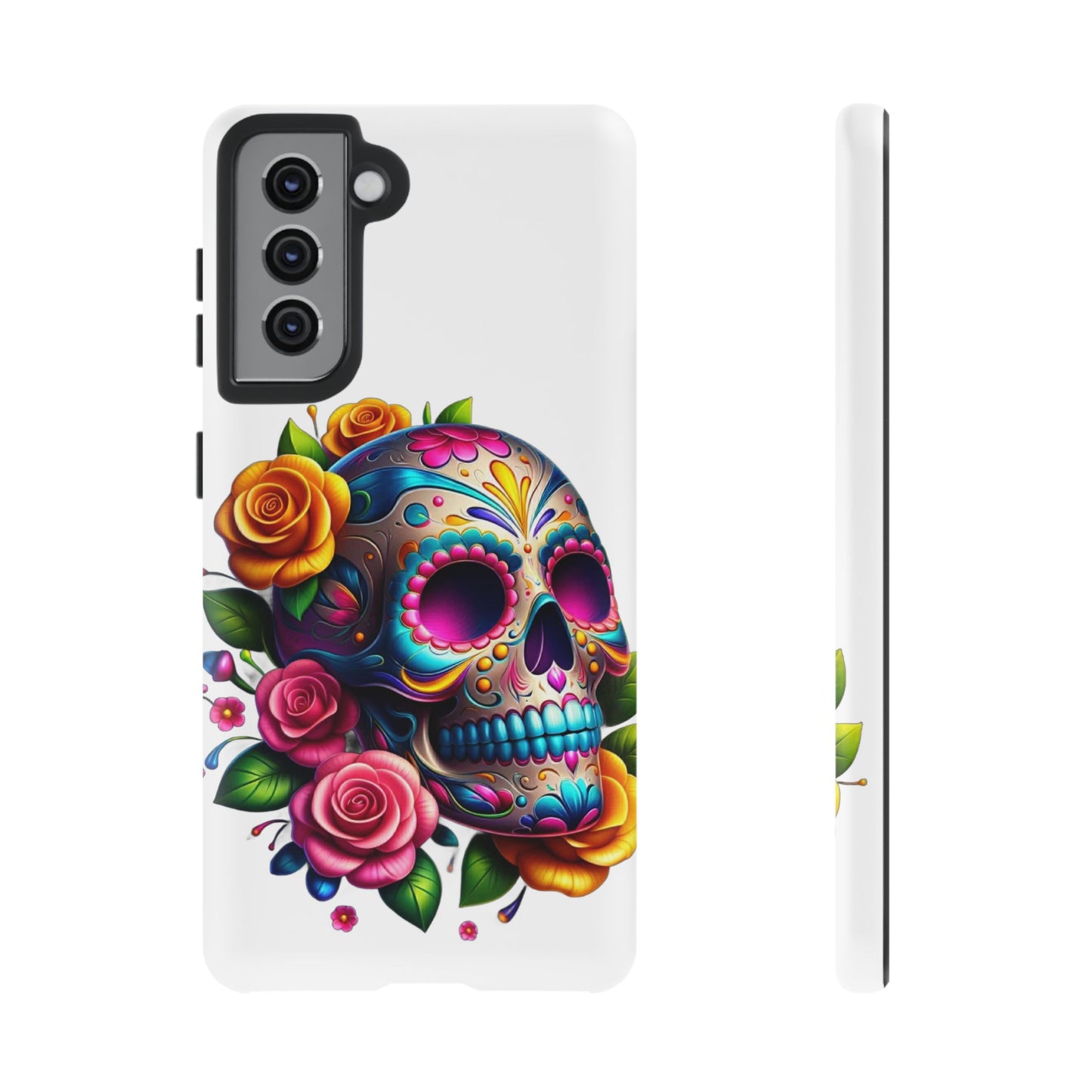 Phone Cases - Sugar Skull with Flowers Design