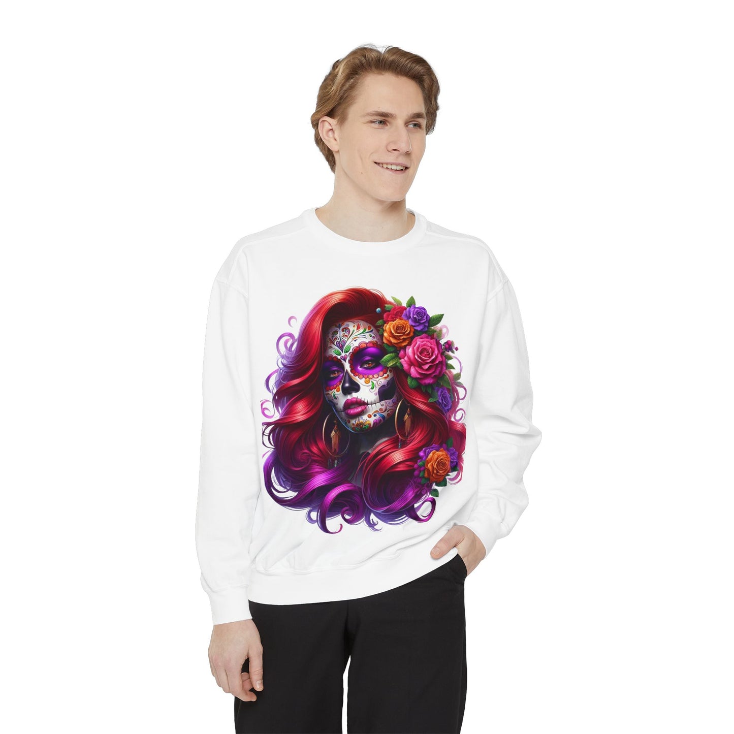 Sugar Skull Lady Thinking Sweatshirt