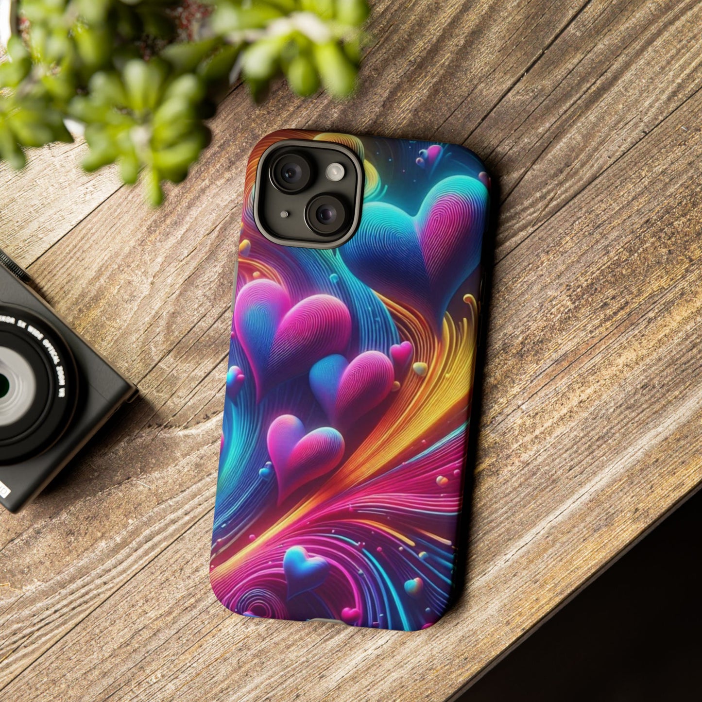 Phone Case - Floating Neon Hearts